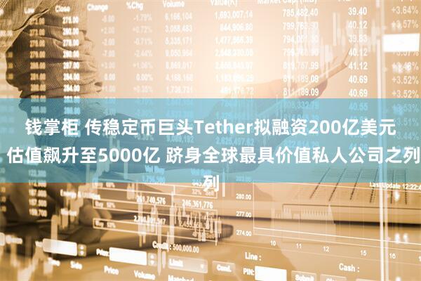 钱掌柜 传稳定币巨头Tether拟融资200亿美元 估值飙升至5000亿 跻身全球最具价值私人公司之列