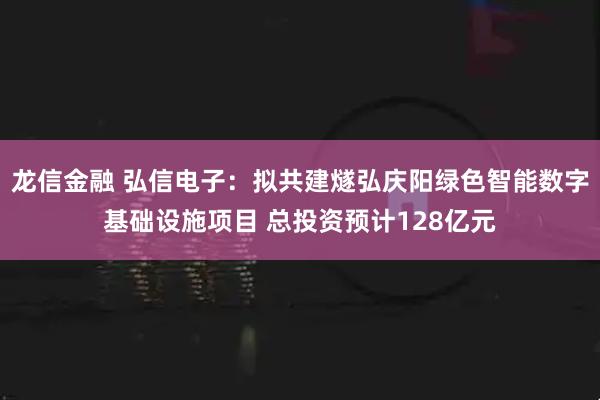 龙信金融 弘信电子：拟共建燧弘庆阳绿色智能数字基础设施项目 总投资预计128亿元